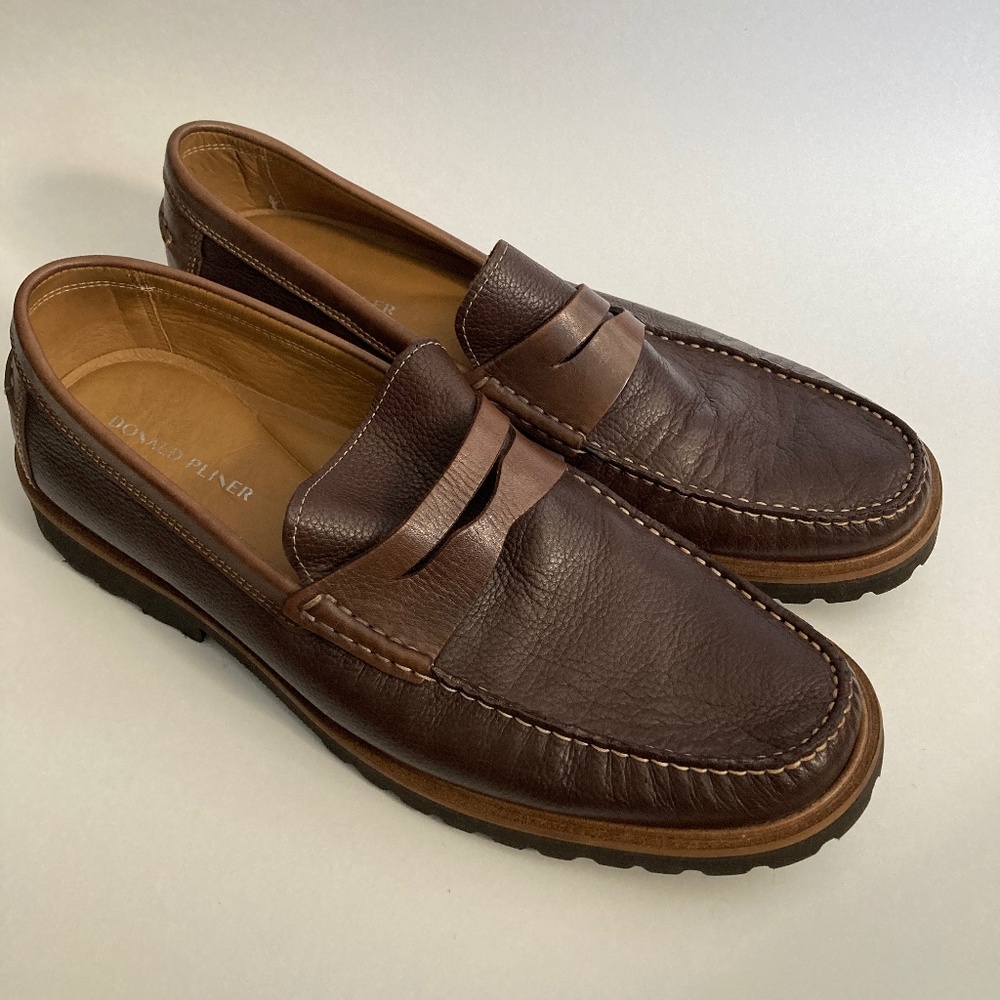 Donald Pliner Joe Casual Brown Leather Loafers Size 11M NWOB